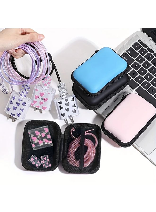 6 Piece Data Cable Organizer Set With Fast Charging Colorful Love Purple Cord Management Kit - Image 2